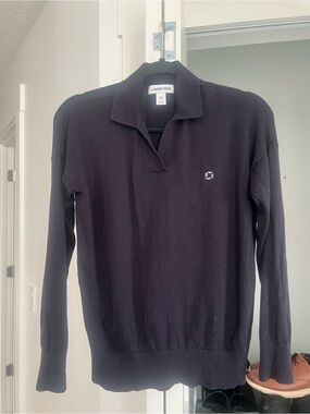 Lands' End 
Black V-Neck Polo Sweater